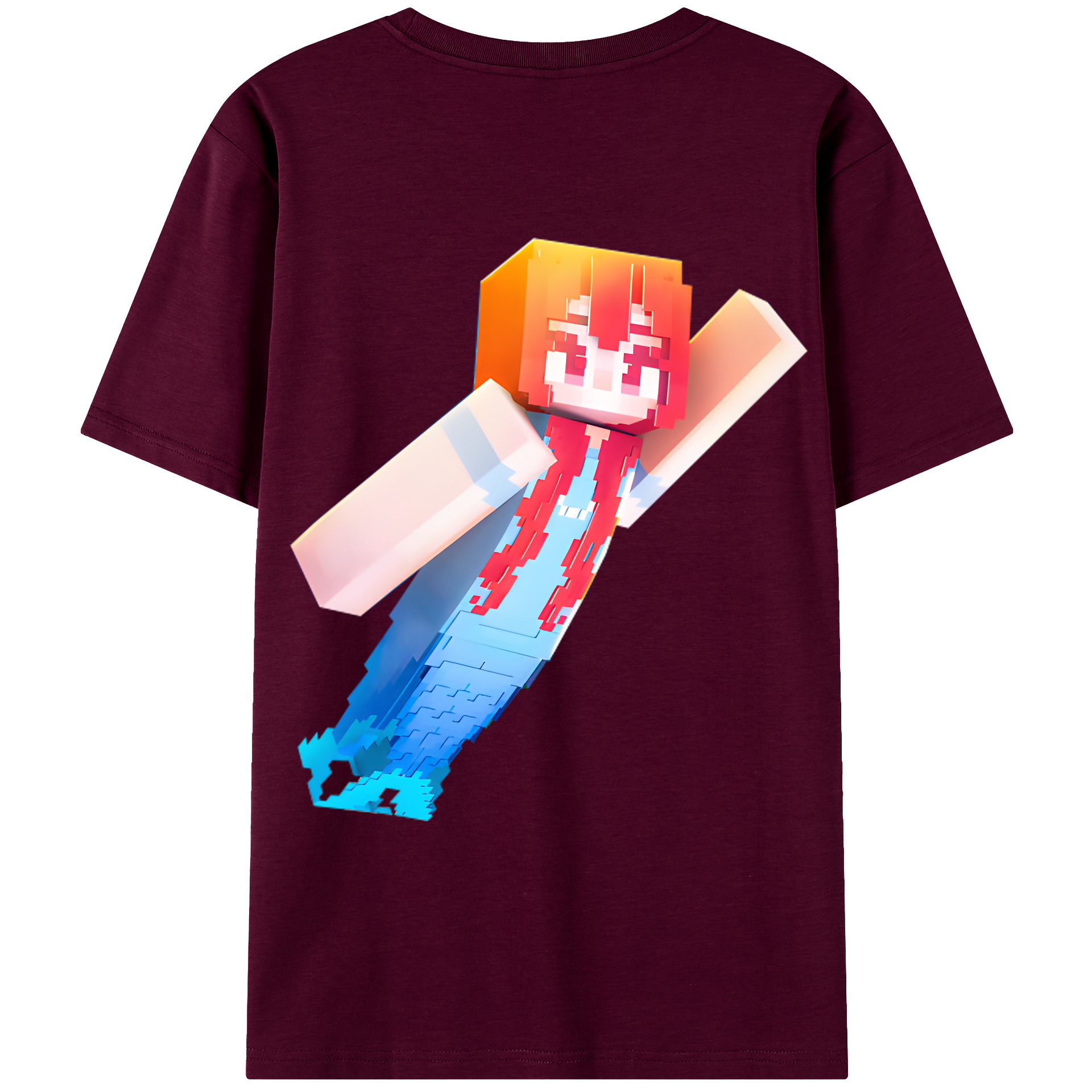 （画像用） マインクラフト ブロックの世界 Minecraft MC Block world レディース半袖Tシャツ(バックプリント)